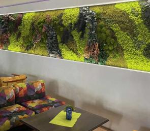 Green wall in a restaurant